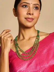 Kushal's Fashion Jewellery Copper Gold-Plated Beaded Antique Necklace