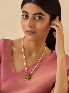 Kushal's Fashion Jewellery Copper Gold-Plated Cubic Zirconia Antique Necklace