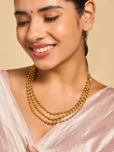 Kushal's Fashion Jewellery 92.5 Pure Silver Gold-Plated Temple Necklace