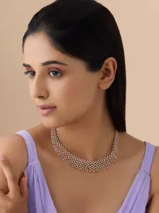 Kushal's Fashion Jewellery Rhodium-Plated Cubic Zirconia Studded Necklace