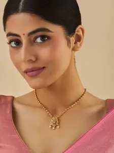 Kushal's Fashion Jewellery Gold-Plated 92.5 Pure Silver Cubic Zirconia Temple Pendants