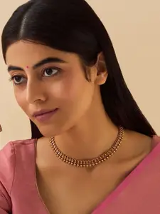 Kushal's Fashion Jewellery Gold-Plated Stone Studded Antique Necklace