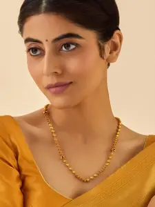 Kushal's Fashion Jewellery 92.5 Pure Silver Gold-Plated Temple Necklace