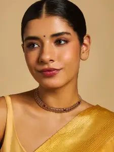 Kushal's Fashion Jewellery Gold-Plated Stone Studded Antique Necklace