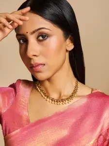 Kushal's Fashion Jewellery Copper Gold-Plated Cubic Zirconia Antique Necklace