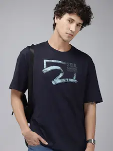 SPYKAR Brand Logo Printed Drop-Shoulder Sleeves Oversized T-shirt