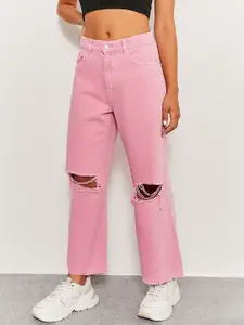 Kotty Women Flared High-Rise Slash Knee Stretchable Jeans