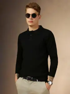 Dennis Lingo Polo Collar Acrylic Pullover Sweater