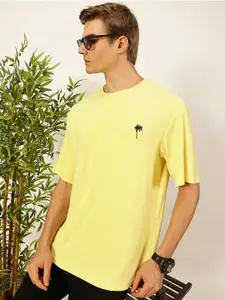 Thomas Scott Men's Solid Round Neck Oversized Casual T-shirt