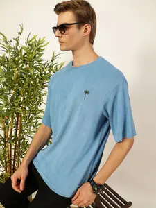 Thomas Scott Men's Solid Round Neck Oversized Casual T-shirt