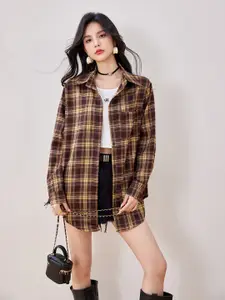 JC Collection Women Tartan Checks Opaque Checked Casual Shirt