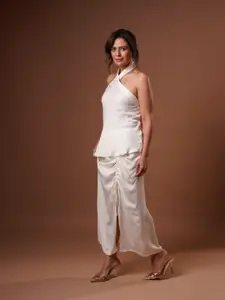 Contemponari Ruched A-Line Midi Skirts