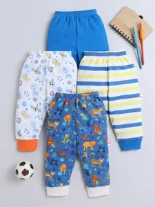 BUMZEE  Infant Boys Pack Of 4 Printed Cotton Mid-Rise Joggers