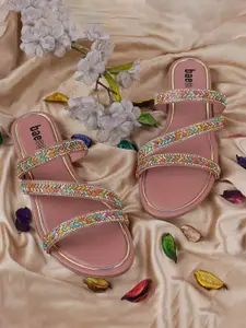 BAESD Women Embellished Open Toe Flats