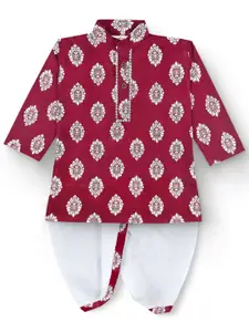 BAESD Boys Ethnic Motifs Printed Regular Kurta with Dhoti Pants
