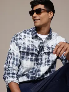 WROGN Pure Cotton Checked Dyed Oversized Casual Shirt