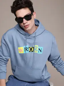 WROGN Brand Logo Printed Hooded Oversized Sweatshirt