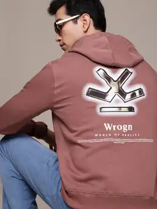 WROGN Brand Logo Printed Hooded Sweatshirt