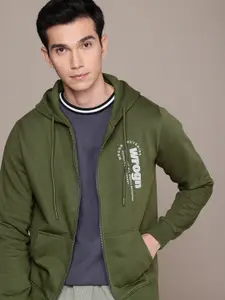 WROGN Brand Logo Printed Hooded Sweatshirt