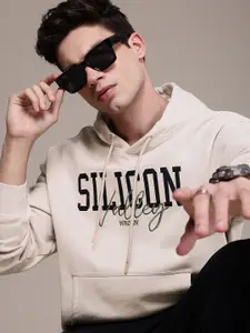 WROGN Typography Embroidered Hooded Sweatshirt