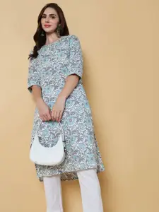 SHOWOFF Floral Printed Cotton Straight Kurta
