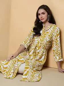 SHOWOFF Printed Mandarin Collar Summer Sheers A-Line Kurta