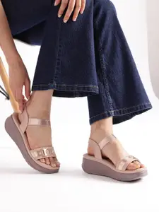 Marc Loire Women Embellished PU Wedge Sandals