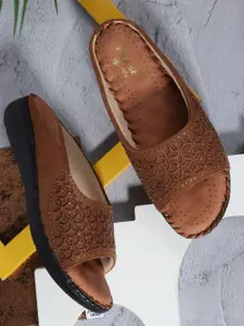 TRASE Women Open Toe Flats with Laser Cuts