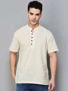 Melange by Lifestyle Mandarin Collar Cotton Straight Short Kurta