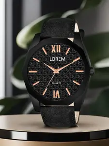 LOREM Men Textured Dial & Straps Analogue Watch LR81-A