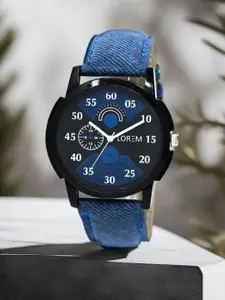 LOREM Men Dial & Denim Straps Analogue Watch LR02-A