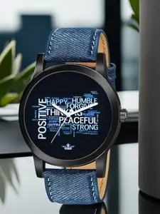 LOREM Men Printed Dial & Denim Straps Analogue Watch LR60-A