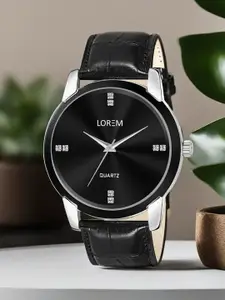 LOREM Men Embellished Dial & Textured Straps Analogue Watch LR96-B