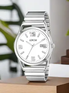 LOREM Men Mother of Pearl Dial & Stainless Steel Straps Analogue Watch-LR157-B