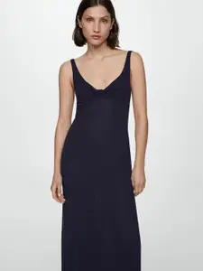 MANGO Linen Sheath Midi Dress