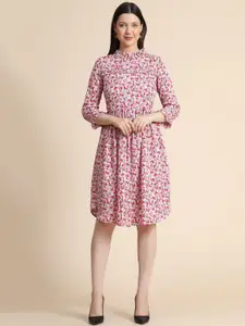 BAESD Floral Printed High Neck Fit & Flare Dress