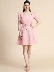 BAESD Women Puff Sleeve Wrap Dress