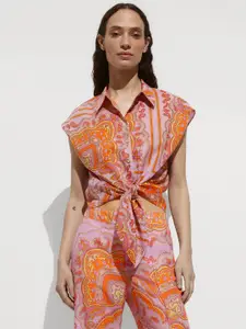 MANGO Women Scarf Printed Pure Cotton Casual Shirt