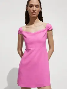 MANGO Linen A-Line Mini Dress