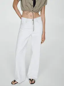 MANGO Women Wide Leg High-Rise Cotton Jeans