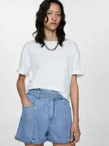 MANGO Women Cotton Denim Shorts