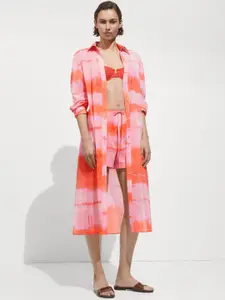 MANGO Pure Cotton Ombre Print Shirt Midi Dress