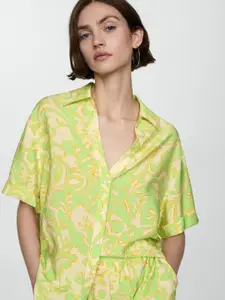 MANGO Women Printed Oversized Casual Shirt