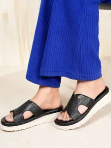 DressBerry Black Open Toe Comfort Heels