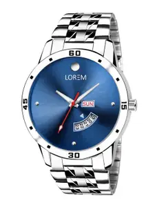 LOREM Men Embellished Dial & Stainless Steel Bracelet Style Straps Analogue Watch-LR105-A