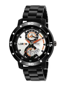 LOREM Men Printed Dial & Stainless Steel Bracelet Style Straps Analogue Watch LR107-A