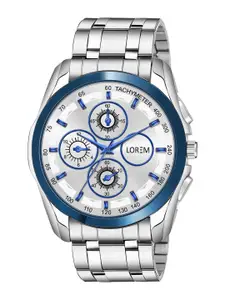 LOREM Men Embellished Dial & Stainless Steel Bracelet Style Straps Analogue Watch-LR117-A