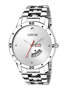 LOREM Men Skeleton Dial & Stainless Steel Bracelet Style Straps Analogue Watch LR103-A