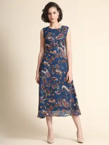 BAESD Paisley Printed A-Line Midi Dress