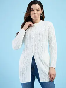 CLAPTON Women Woollen Longline Cardigan Sweaters